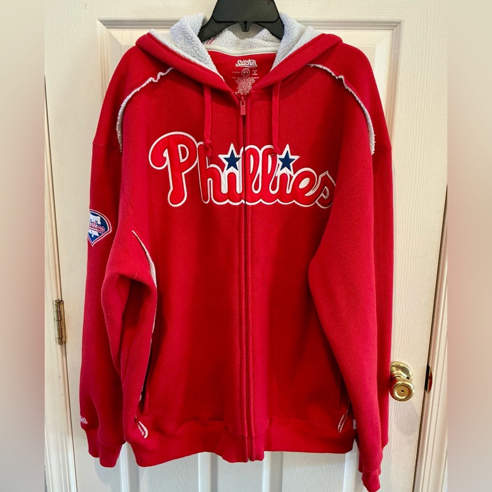 Stitches Philadelphia Phillies Fleece Lined Thermal Zip Up Hoodie Men X-Large